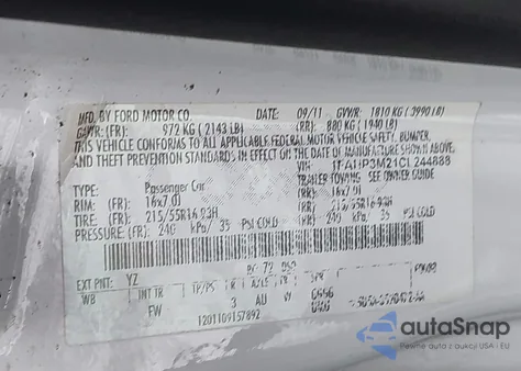 2012 Ford Focus Sel из США, поврежденный, VIN 1FAHP3M21CL244888